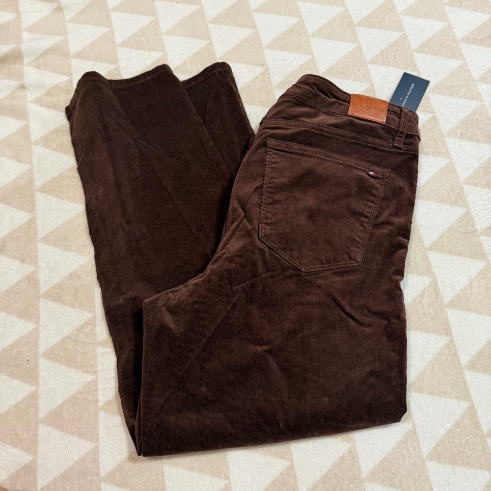 Tommy Hilfiger women’s corduroy straight ankle pants brown